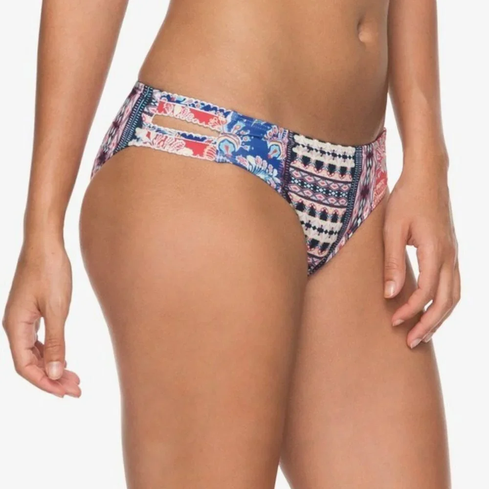 NWT Roxy Multicolor Bohemian Vibes 70s Bikini Bottoms